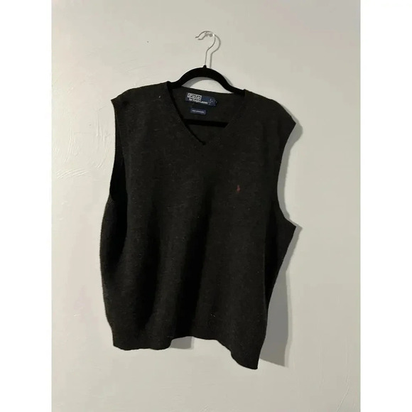 Polo Ralph Lauren 100% Lambswool Sweater Vest Size XL Gray Wool Preppy Horse - Picture 6 of 7